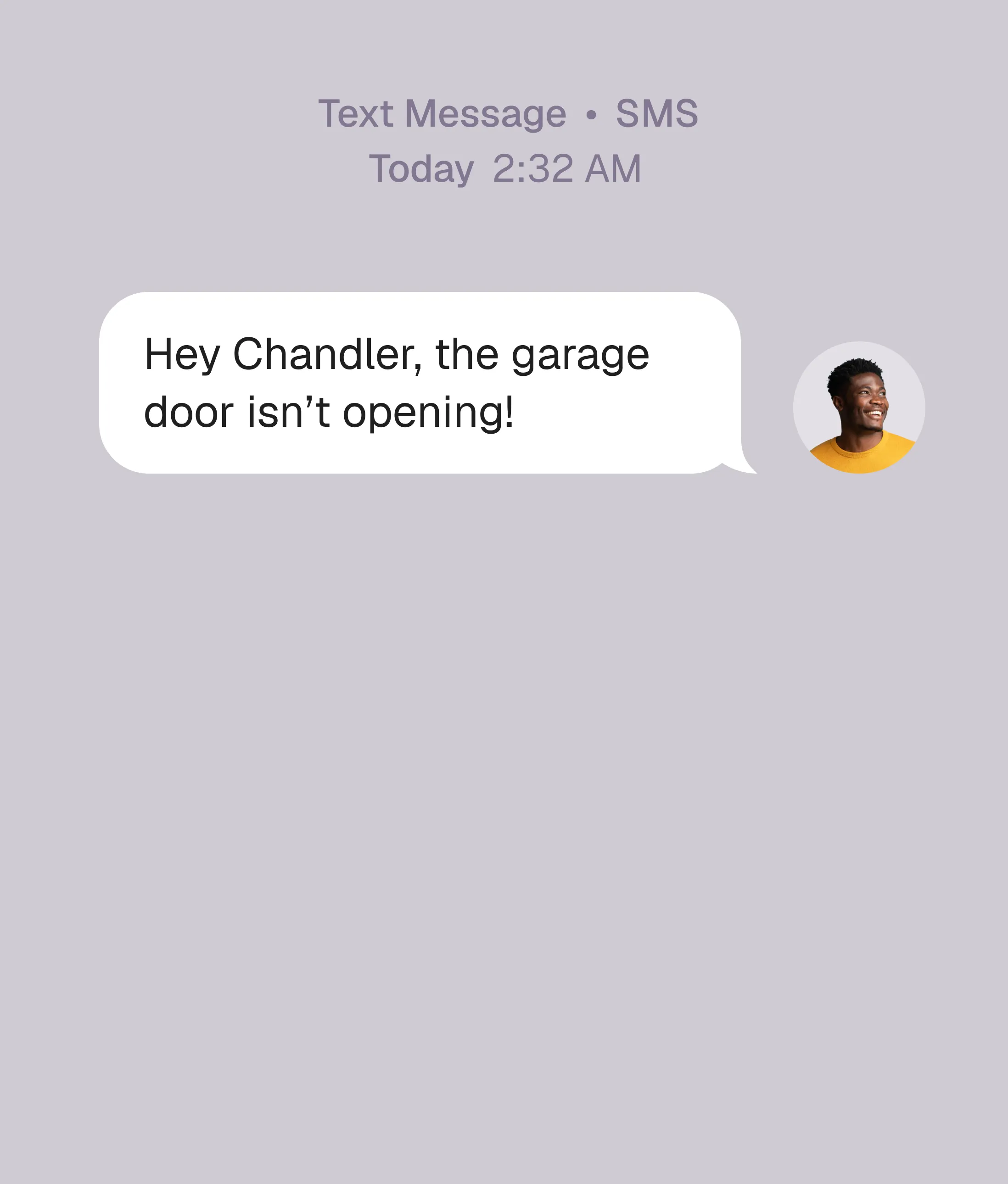 Chandler AI assistant responding to a tenant message at 2 AM