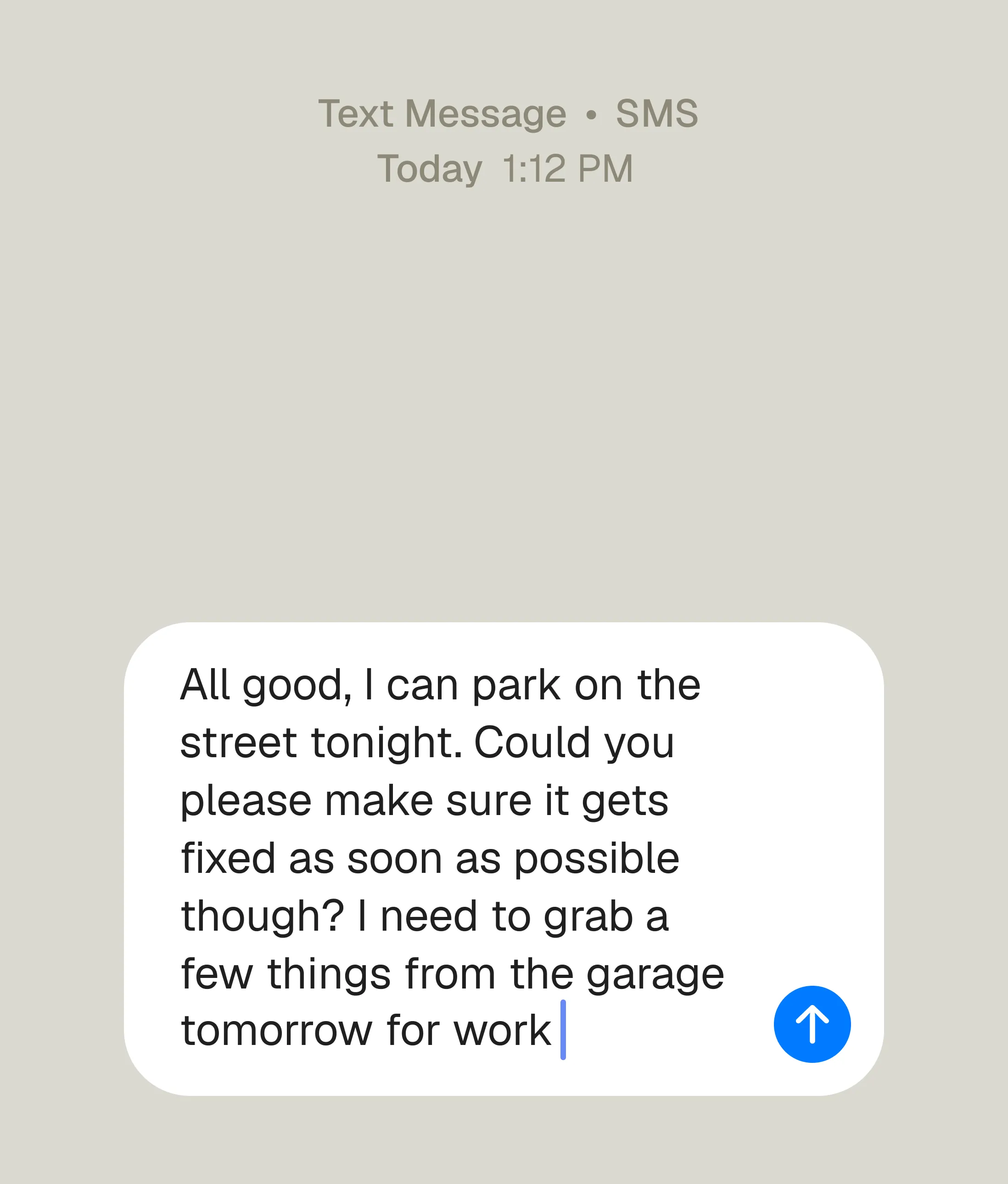 Tenant describing an issue in natural language via text